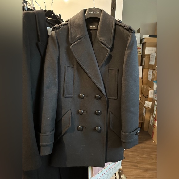 Isabel Marant Karly NAVY Wool Coat - Picture 1 of 10